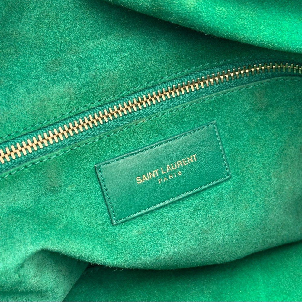 Saint Laurent Green Leather Duffle Top Handle Bag Gold Hardware - Picture 8 of 9